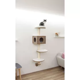   Dinari falra szerelhető macskabútor - fehér / barna, 167 cm