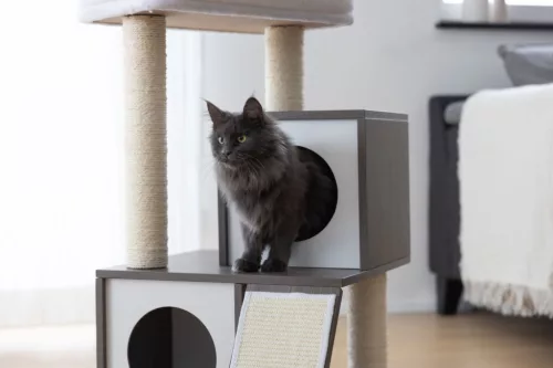 Flair macskafa - fehér / szürke, 86 cm