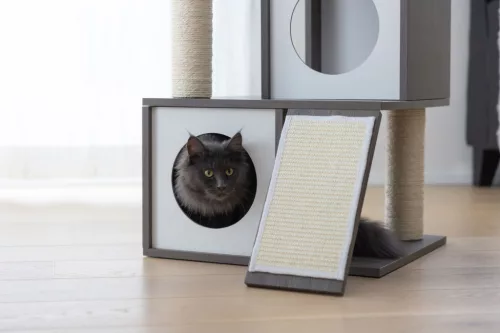 Flair macskafa - fehér / szürke, 86 cm