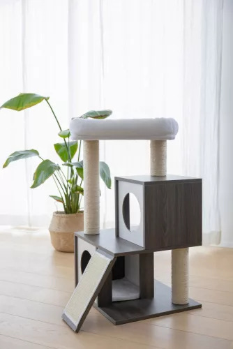 Flair macskafa - fehér / szürke, 86 cm