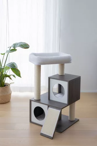 Flair macskafa - fehér / szürke, 86 cm