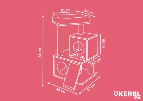 Flair macskafa - fehér / szürke, 86 cm
