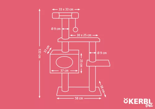 Emmy kaparóoszlop - bézs, 58 x 38 x 121 cm