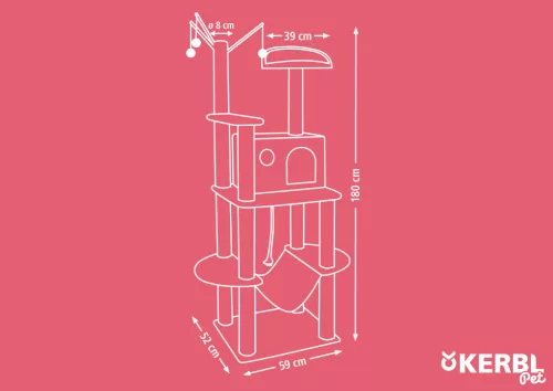 Matteo macskafa - szürke, 59 x 52 x 162 cm