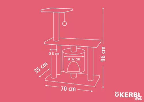 Jade Darklight macskafa - fehér / szürke, 70 x 35 x 96 cm