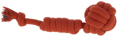 Játék kötélből - labda kötélen, rozsdabarna, 27 cm, pamut