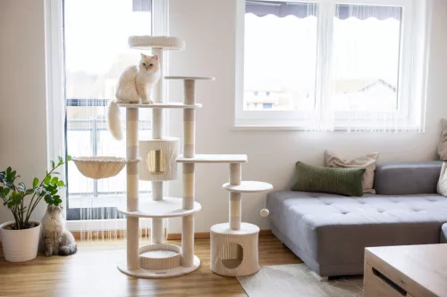 Annika kaparó és pihenő - bézs, 104x59x164 cm