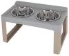Etető-itató állvány - 2x2000 ml, szürke/szürkésbarna, 57x35x30 cm
