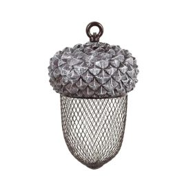 Felakasztható makk alakú madáretető, ráccsal