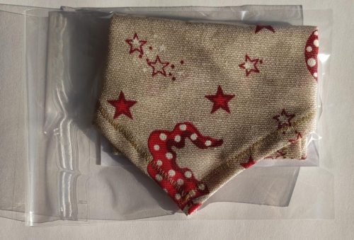 Karácsonyi manó mintás pamutvászon kendő kutyáknak - méret: M