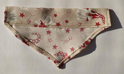 Karácsonyi manó mintás pamutvászon kendő kutyáknak - méret: M