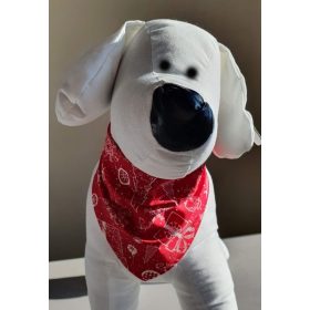   Piros színű, karácsonyi mintás pamutvászon kendő kutyáknak - méret: S