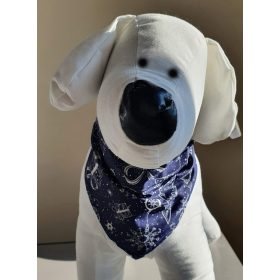   Kék színű, karácsonyi mintás pamutvászon kendő kutyáknak  - méret: S