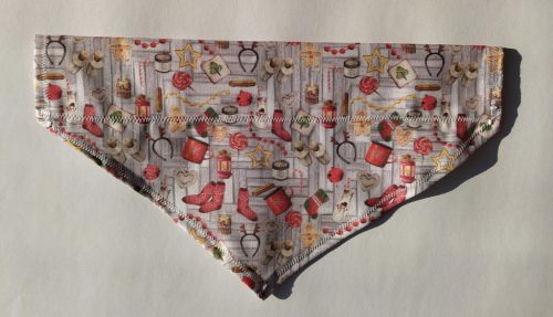 Színes, karácsonyi mintás pamutvászon kendő kutyáknak - méret: S