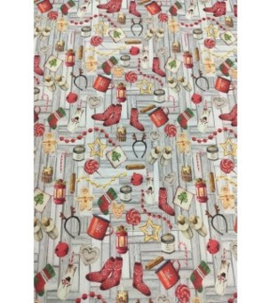 Színes, karácsonyi mintás pamutvászon kendő kutyáknak - méret: S