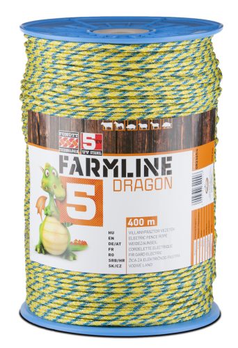 FarmLine Dragon 5 villanypásztor vezeték - sárga/kék, 400 m, 0,55 Ohm, 250 kg