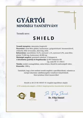 Quebeck SHIELD – gyomorvédő kiegészítő takarmány lovak részére, 1000 gramm