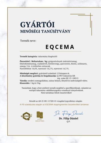 Quebeck EQCEMA – komplex bőrápoló, immunerősítő lovaknak, 1000 gramm