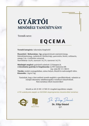 Quebeck EQCEMA – komplex bőrápoló, immunerősítő lovaknak, 3000 gramm