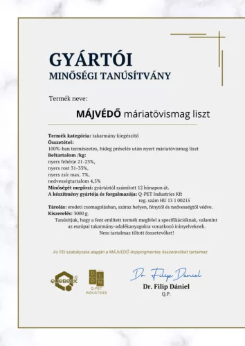 Quebeck Májvédő – 100% természetes májvédő máriatövismag liszt, 3000 gramm