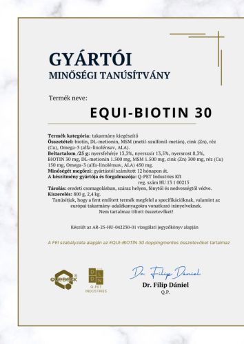 Quebeck EQUI-BIOTIN 30 – pata és szarutámogató, 2400 gramm