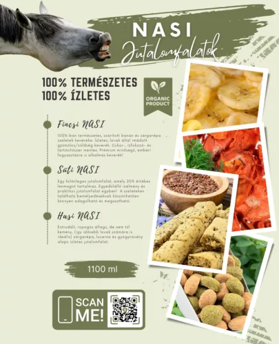 Quebeck HASI NASI - lucerna/gyógynövény és répa jutalomfalat lovaknak, 1100 ml