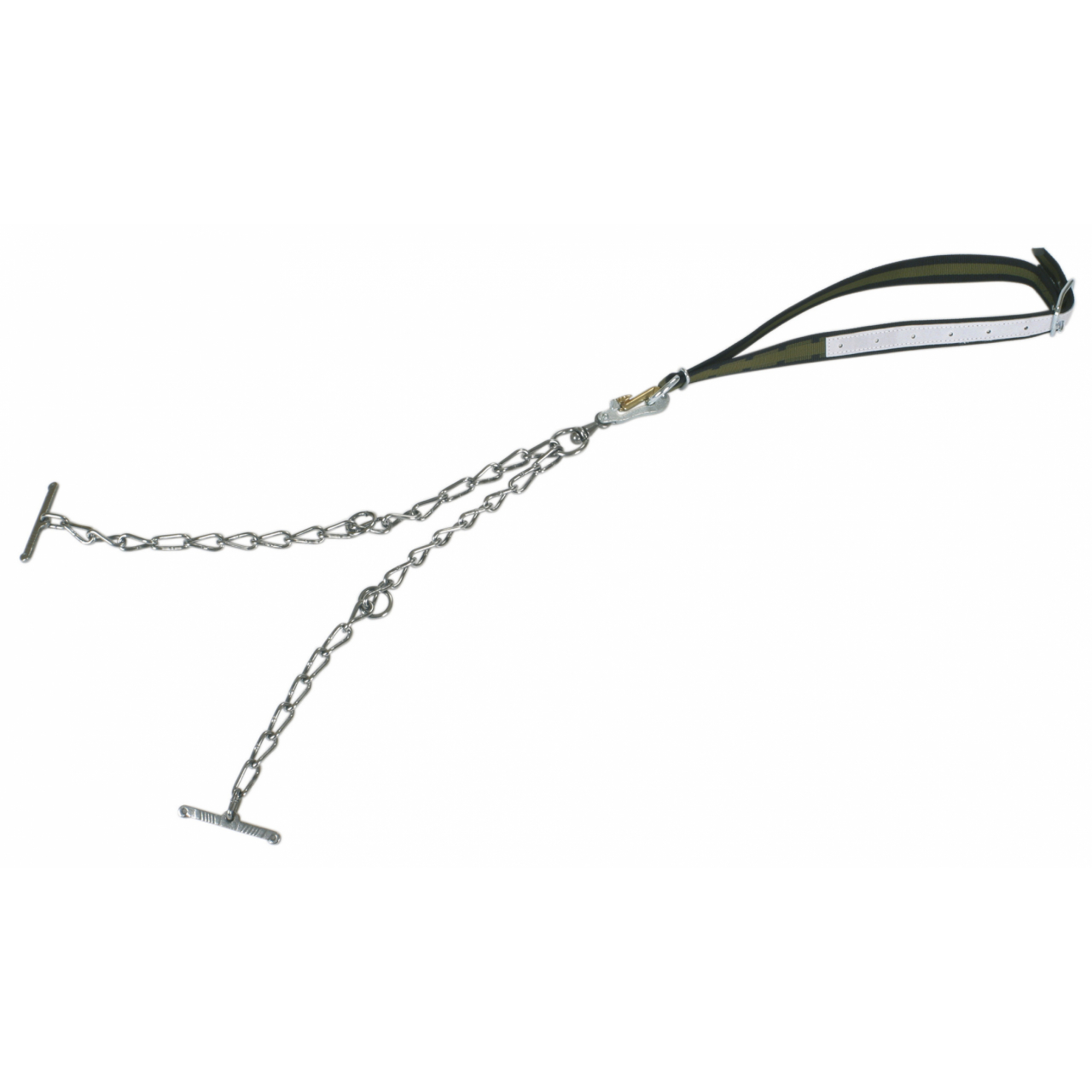 Marhakikötő nyakpánt kettős lánccal, biztonsági karabínerrel - 130 x 4 cm, 6 mm, csúcsminőség