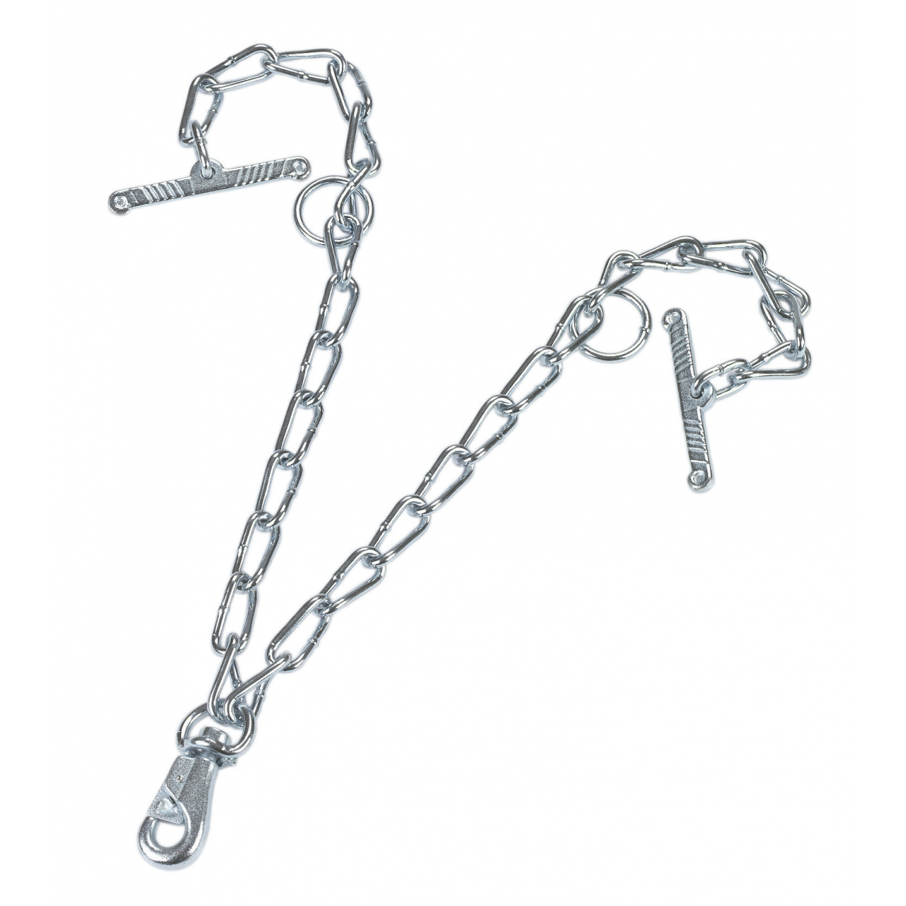 Marhakikötő lánc - kétágú, karabínerrel, 70 cm, 6 mm