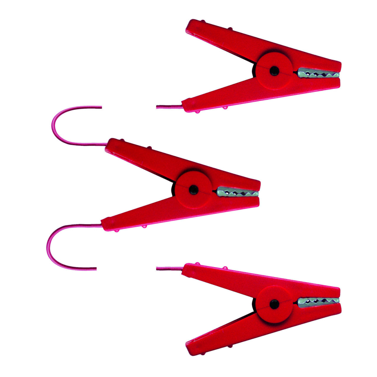 AKO villanypásztor csatlakozó-kábel 3 krokodilcsipesszel - piros, 60 cm