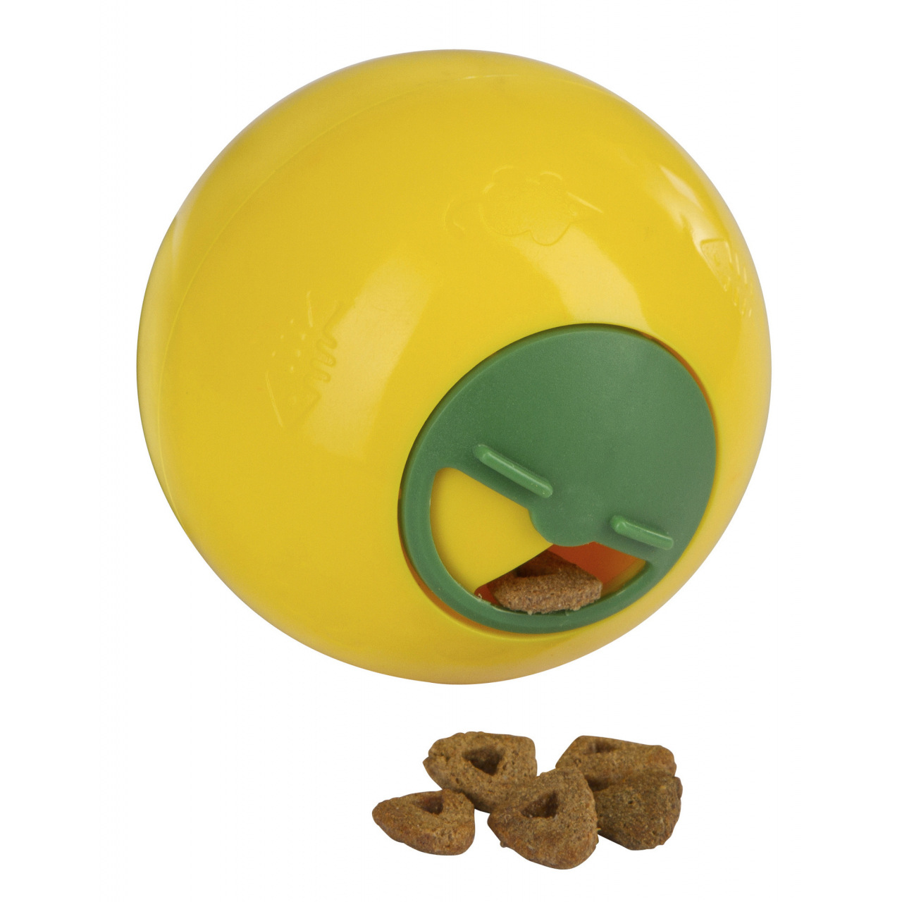 Jutalomfalat adagoló labda macskáknak és rágcsálóknak - sárga, 7,5 cm