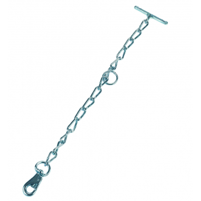 Marhakikötő lánc - egyágú, karabínerrel és forgóval, 70 cm, 6 mm