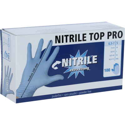 Nitrile Top Pro púdermentes, egyszer használatos kesztyű