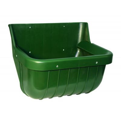 Etető tartós műanyagból - zöld, 15 literes, falra szerelhető, védőperemmel