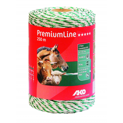 AKO PremiumLine villanypásztor vezeték - zöld/fehér, 250 m,3xCu 0,25 + 3xNi 0,20