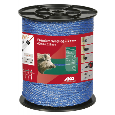 AKO Premium WildHog vezeték - kék, 400 m, 6 x 0,25 cu