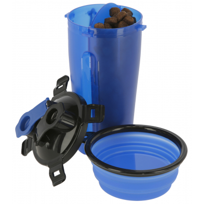 TravelBowl táp- és víztartó - kék, 2 x 350 ml