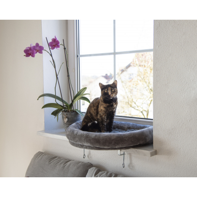 Ablakpárkányra tehető macskaágy - szürke, 55 x 35 cm